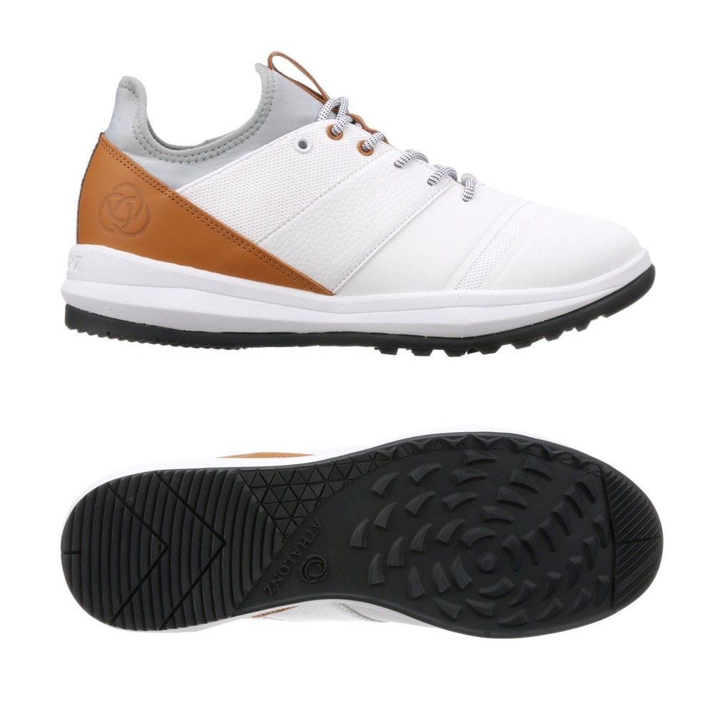 Athalonz EnVe Golf Shoes, Men Size 8  White/Tan. Less Sway - More Distance NIB‎
